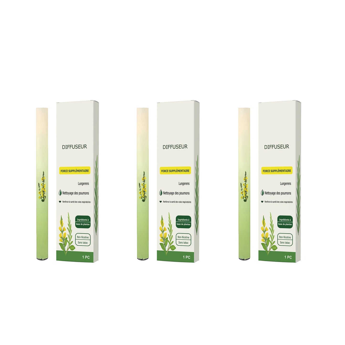 Herbal Diffuser Lung Cleansing Relieve Driving Fatigue Relaxing Body Improve Sleep Quality Refresh Smooth Breathing Energy Bar Peaceful Pleasures Health and Wellness 3pc boxed
