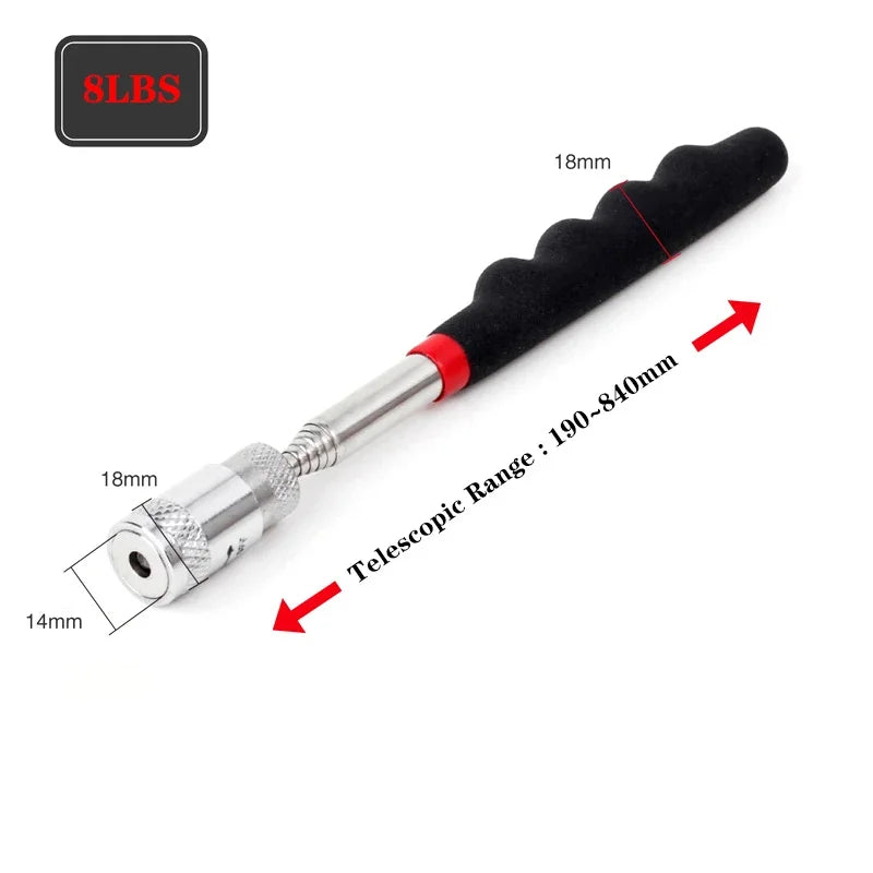 New Telescopic Adjustable Portable Magnet Pick Up Tool Magnetic Telescopic Magnet Grip Pen Telescopic Magnet Stick with Light Peaceful Pleasures Health and Wellness 8 LBS With Light 1