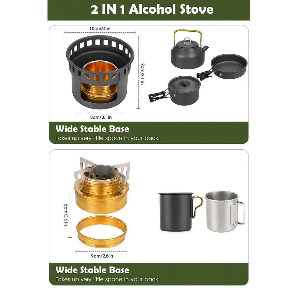 2 In 1 Mini Alcohol Stove Portable Alcohol Burner With Stainless Steel Cross Stand, Storage Bag, Lightweight Tiny Brass Stove Peaceful Pleasures Health and Wellness