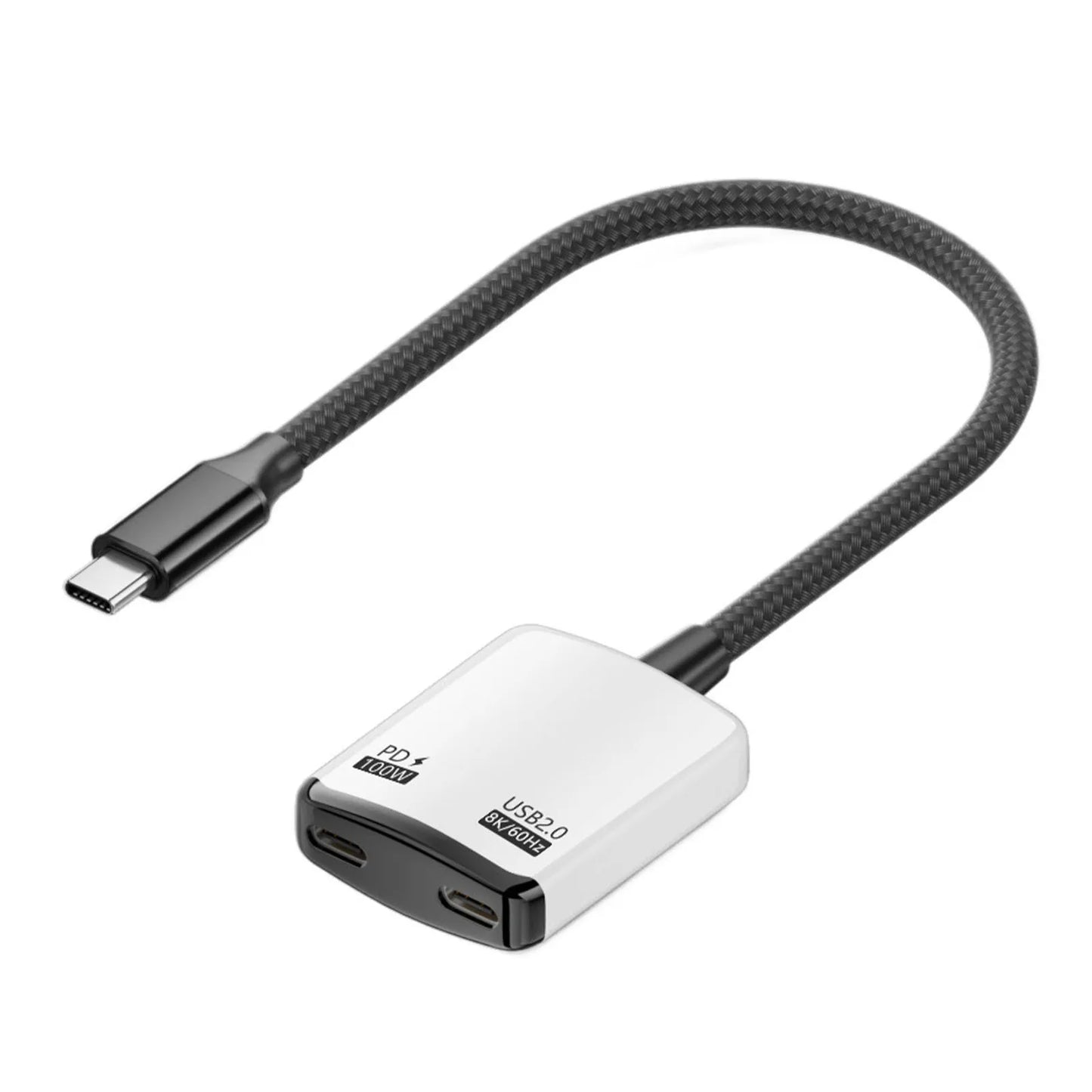 2-in-1 Type-C To AR Glasses Charging Adapter with 100W PD Fast Chargings Type-C Converter High Definition Stable Connection Peaceful Pleasures Health and Wellness Black White 100V-240V EU Plug