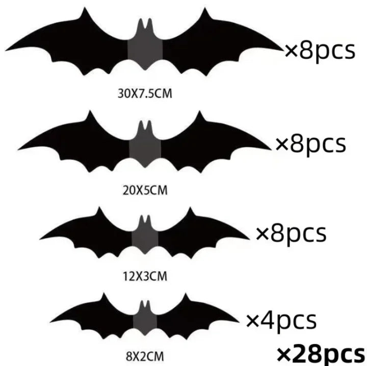 3D Halloween Bat Wall Stickers – Removable Decals 12–72 PCS