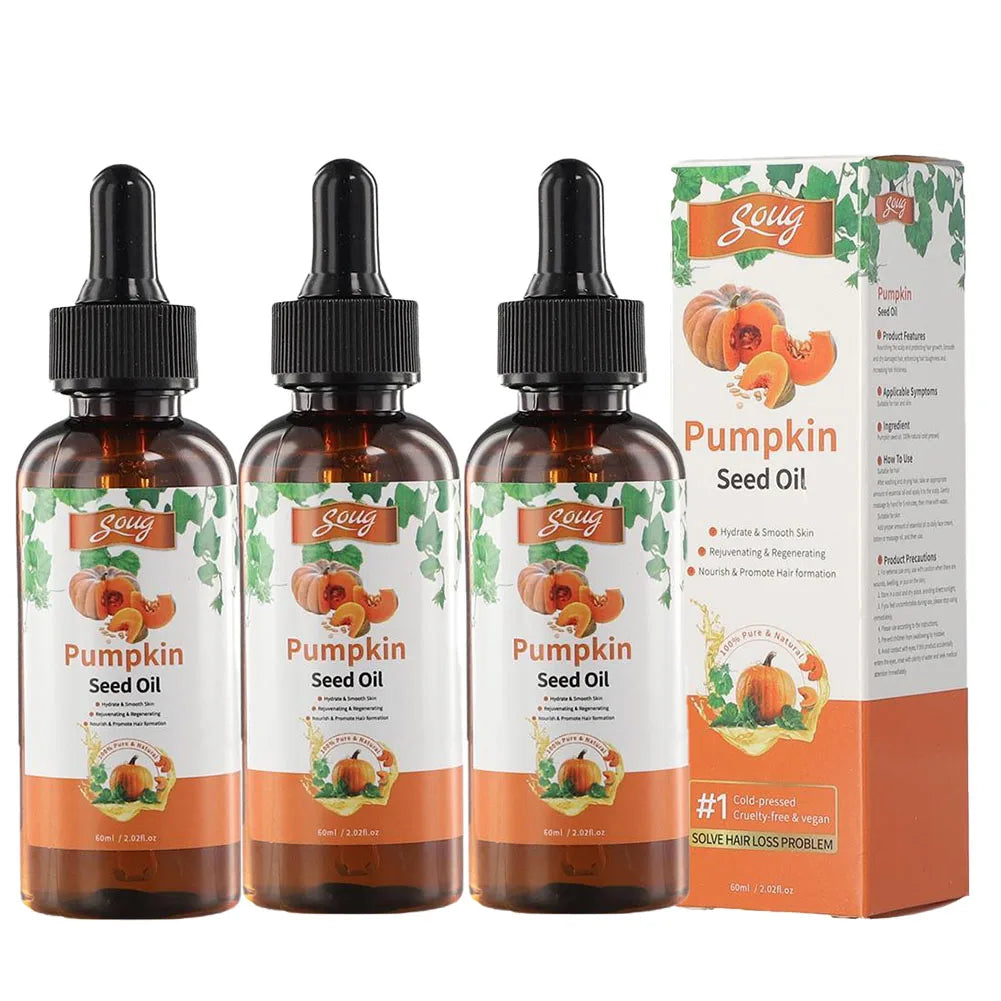 1/2/3Pcs Hair Care Serum Pumpkin Seed Essential Oil Nourishing Hair Enhancer Thicker Improve Split Hair Rough Hair Care Peaceful Pleasures Health and Wellness 3pcs