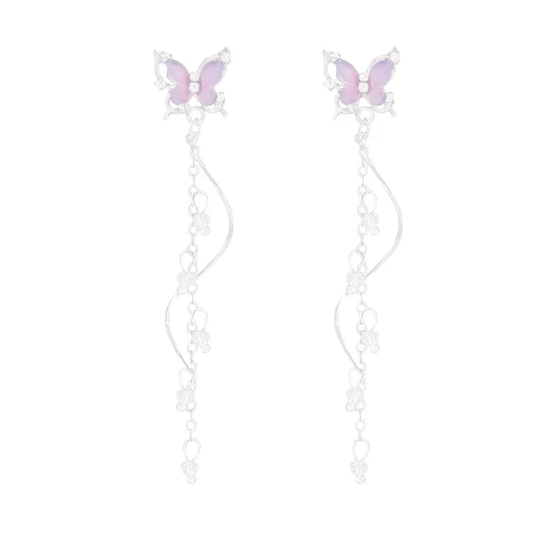 Butterfly Long Tassel Drop Earrings for Women | Wedding Gift