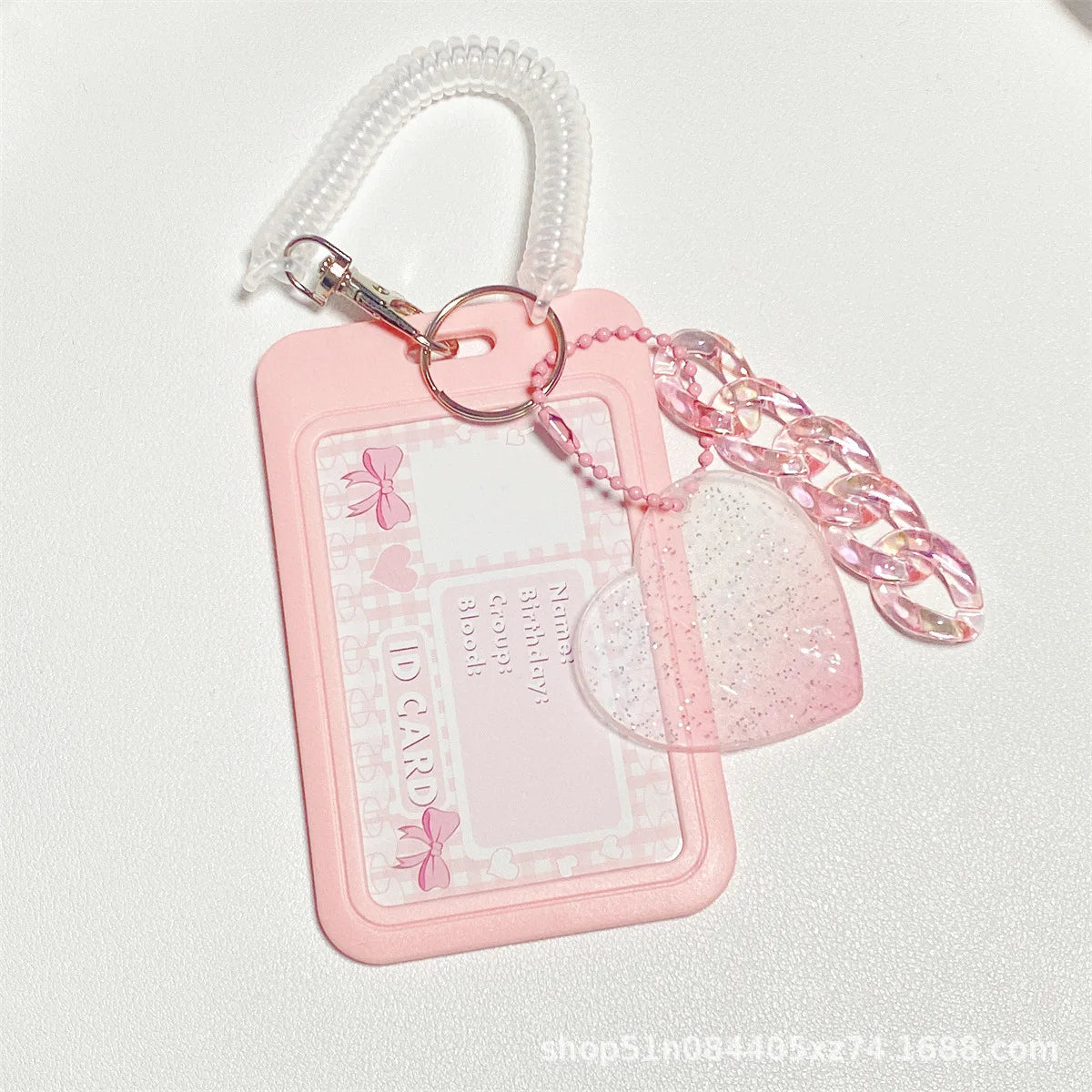 High-looking Glitter Powder Love Cloud Gradient Gu Card Keychain Bus