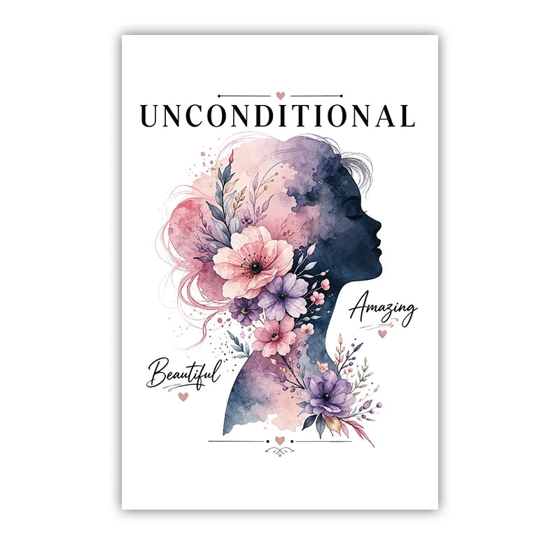 Nordic Woman Silhouette Floral Canvas Wall Art | Bedroom Poster Canvas Wall Art Peaceful Pleasures Health and Wellness 07 50x70cm NoFrame China Mainland