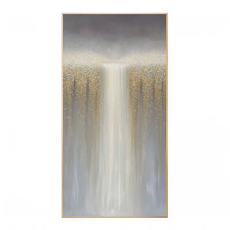 Hand Painted Canvas Oil Painting Abstract Waterfall Landscape Poster Wall Art Picture Home Decor Mural For Living Room Bedroom Peaceful Pleasures Health and Wellness