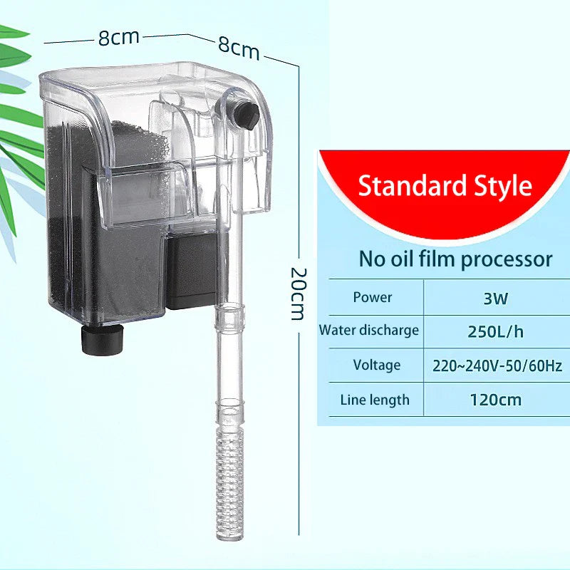 Wall-Mounted Aquarium Waterfall Filter | USB Hang-On Tank Pump