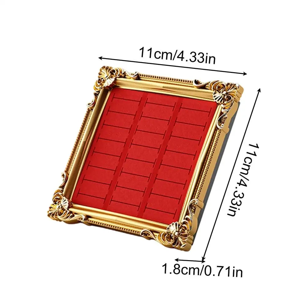 Vintage Ring Holder European Jewelry Organizer Aesthetic Trinket Stand for Bedroom Wedding Vanity Cabinet Counter Showcase Peaceful Pleasures Health and Wellness Red