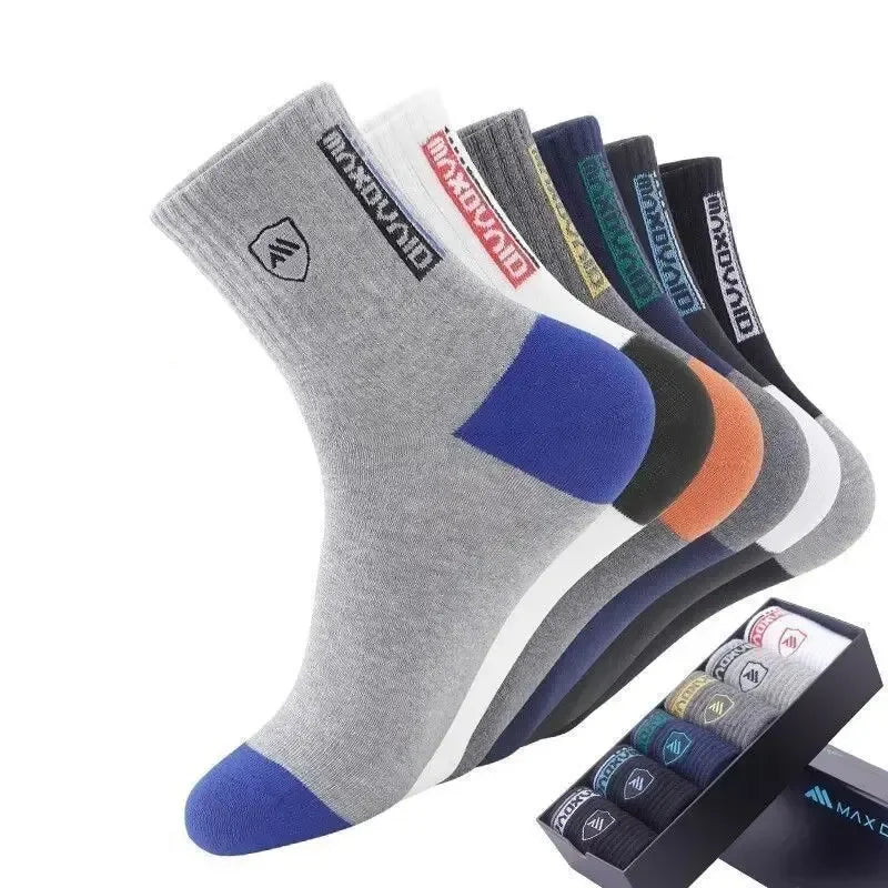 5 Pairs Men's Socks Mid-Calf Socks Warm Socks Long Sweat-Absorbing Breathable Socks Trendy Versatile Fall And Winter Sports Sock Peaceful Pleasures Health and Wellness