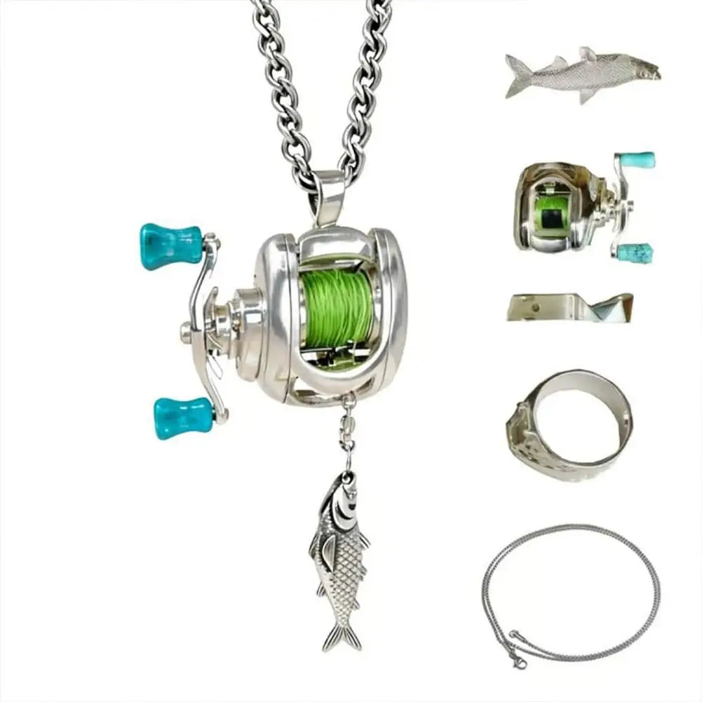 Fishing Reel Necklace – Spinning Pendant Gift for Anglers