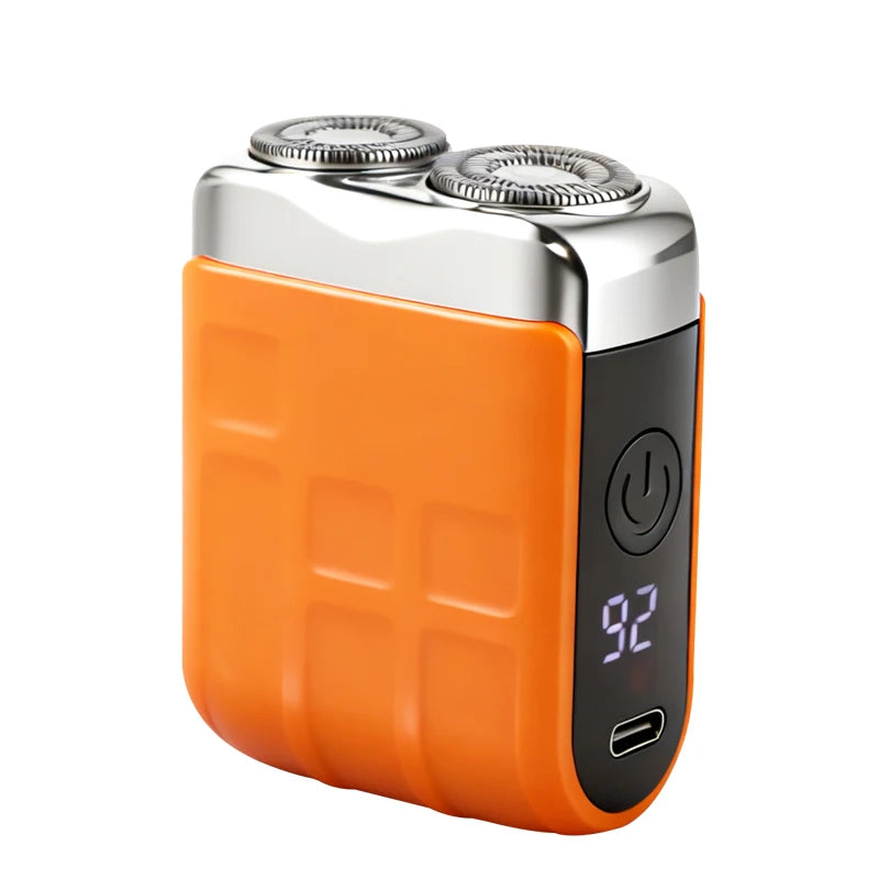 Electric Shaver Man Mini Electric Razor for Men Portable Men's Shaving Machine Rechargeable Men Beard Trimmer Dual Blade Razor Peaceful Pleasures Health and Wellness Orange