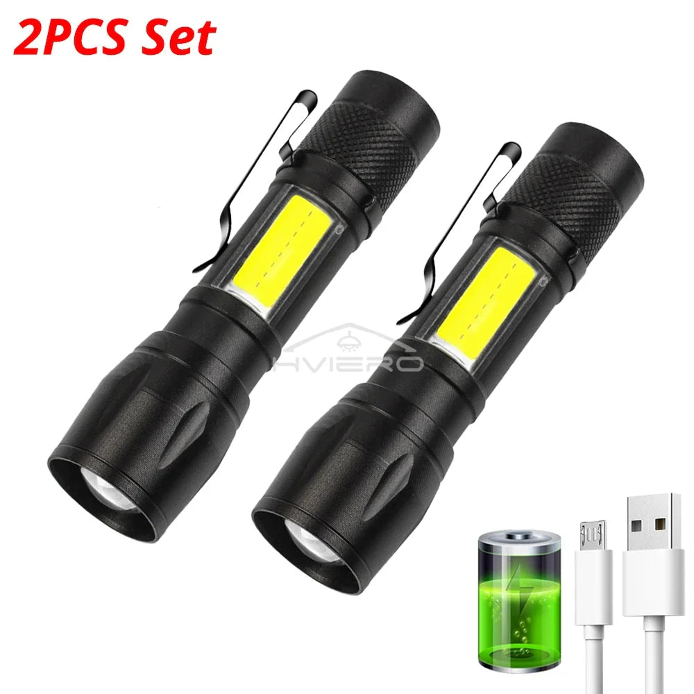 HVIERO Mini Rechargeable LED Flashlight 3W Waterproof T6 Torch