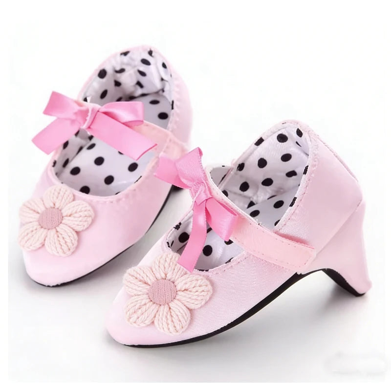 Spring and Autumn Girl Baby Anti slip Children's Shoes Girl Baby Beautiful Bow High Heels Girl Baby High Heels Peaceful Pleasures Health and Wellness C-190PINK 9CM ( FIT0-6M ) 0-6 Months