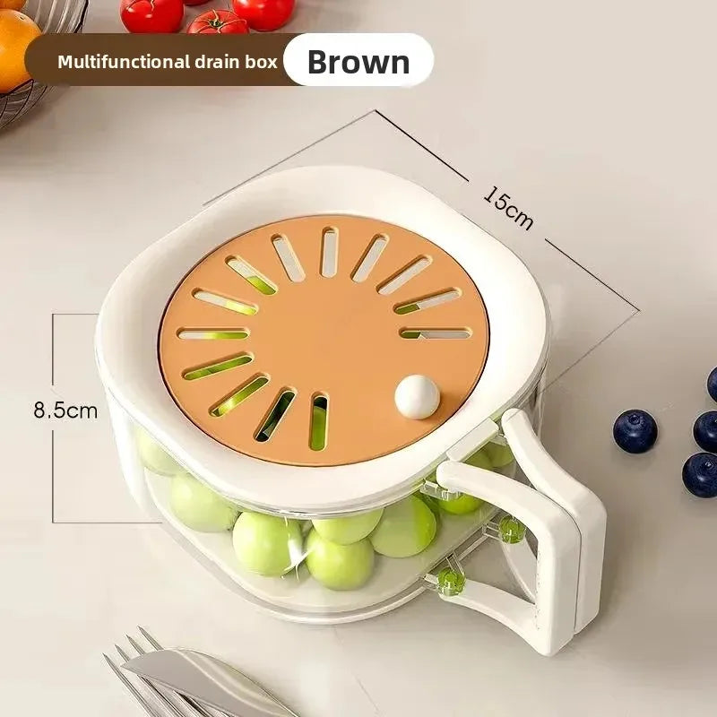 2-in-1 Double Layer Drain Basket, Fruit Drainer Container with Foldable Handle, Multi-Functional Food Strainer Peaceful Pleasures Health and Wellness coffee