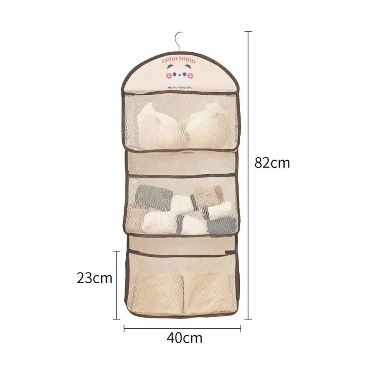 Large Capacity Cartoon Wall mounted sundry Mesh Bag Portable Toy Clothes sock collating Organizer Net Bathroom Storage Mesh Bag Peaceful Pleasures Health and Wellness three layers
