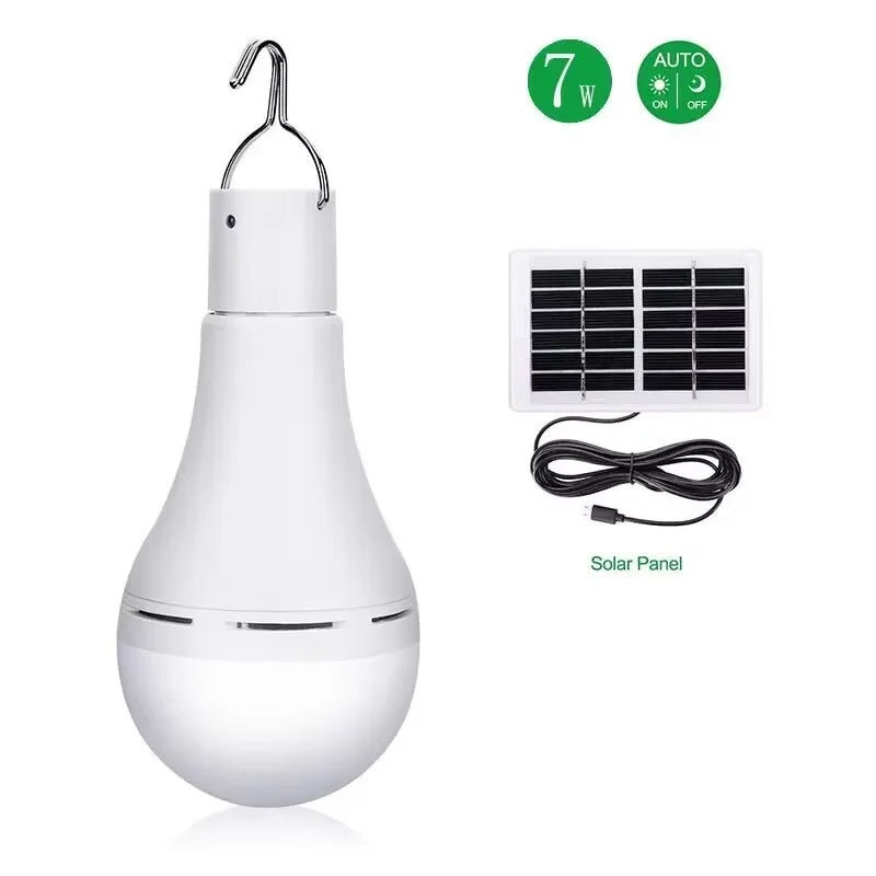 HOMEFISH LED Solar Bulb Light Waterproof Outdoor Charged Hanging Emergency Sunlight Powered Lamp Portable Powerful Indoor House Peaceful Pleasures Health and Wellness 7W 1 6-10W
