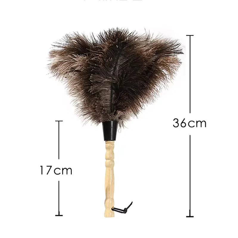 Feather Duster Wooden Handle Duster Anti-static Dust Removal Dusters Ostrich Duster Feather Fur Brush For Home Cleaning Tools Peaceful Pleasures Health and Wellness White 2pcs