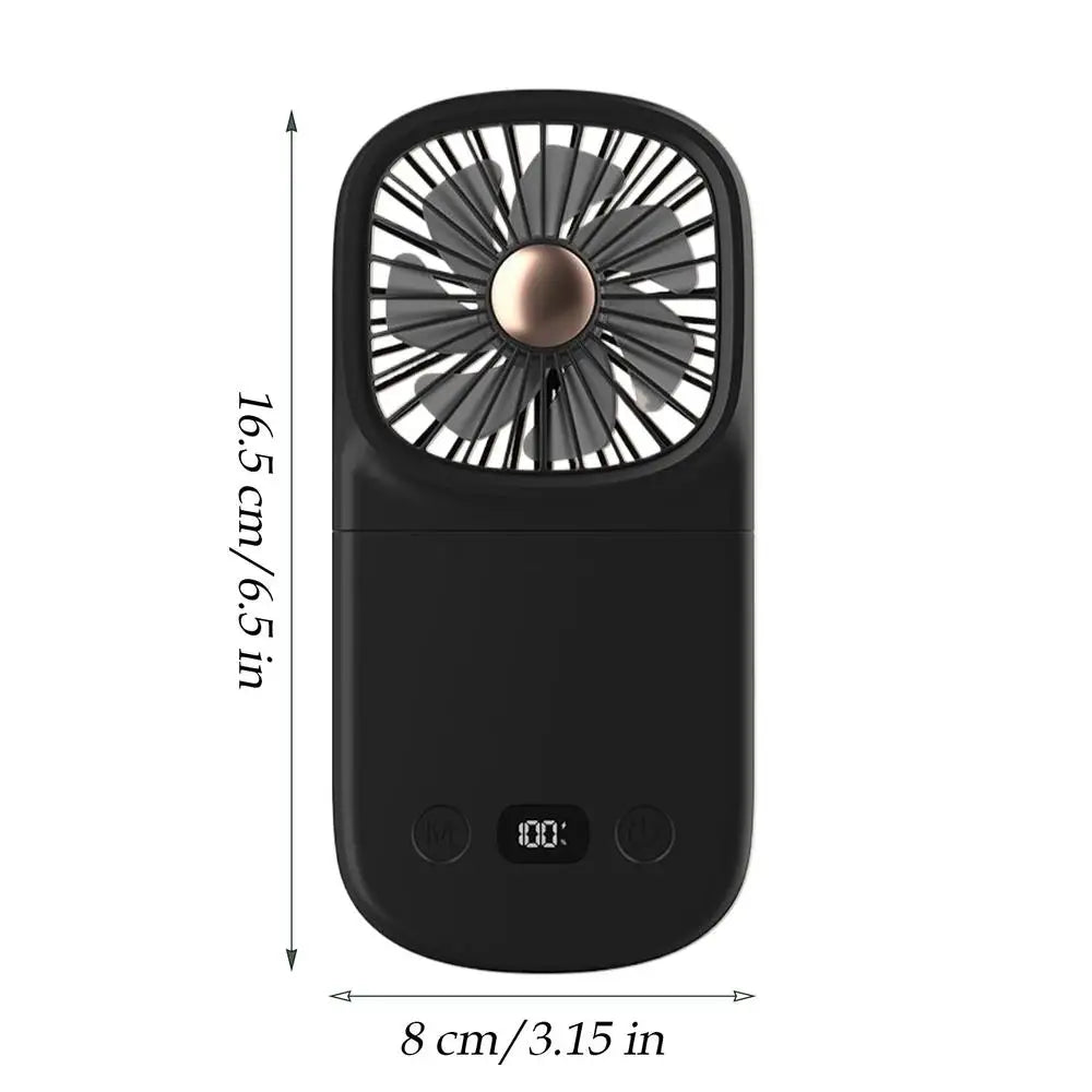 Portable Handheld Fan Folding Small Desk Fan with Digital Display Cool Down Gadget Cooling Blower For Indoor Outdoor Hot Weather Peaceful Pleasures Health and Wellness United States Black