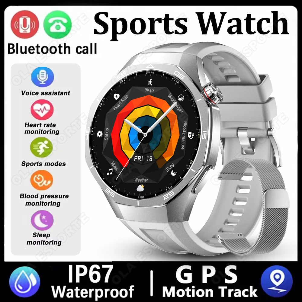 2026 NEW GPS Track Compass Smart Watch Men 360*360 AMOLED Screen BT Call IP68 Waterproof Health Monitor Man Smartwatches HW12 Peaceful Pleasures Health and Wellness Silver22Milan