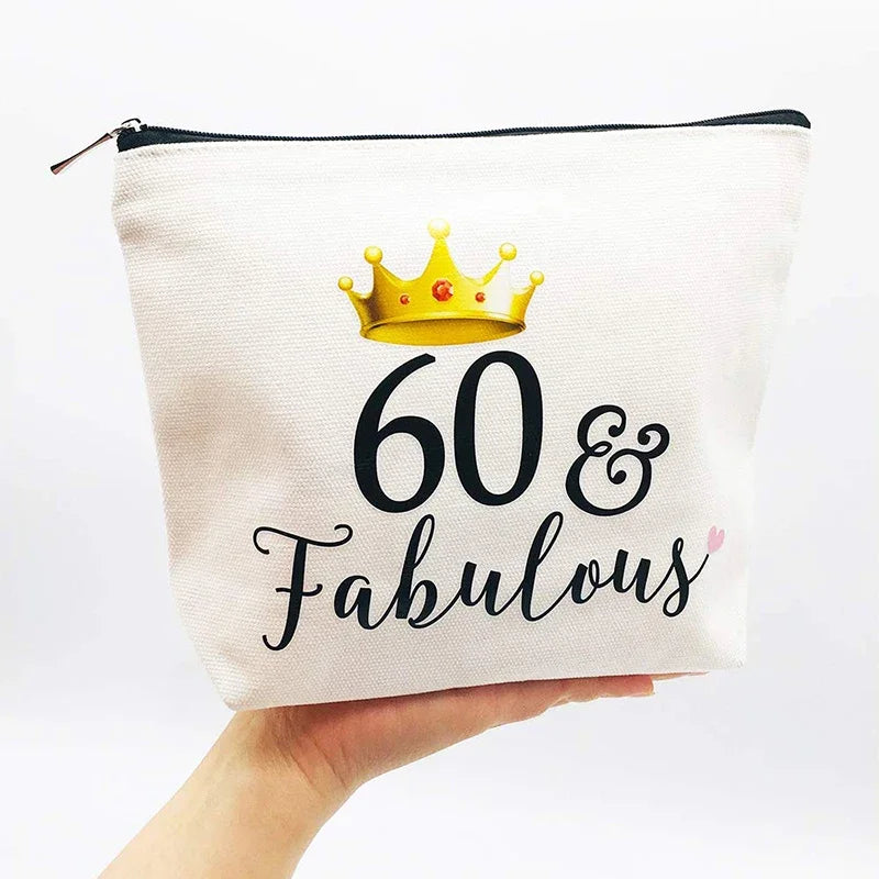 60 & Fabulous Canvas Cosmetic Bag | 60th Birthday Gift