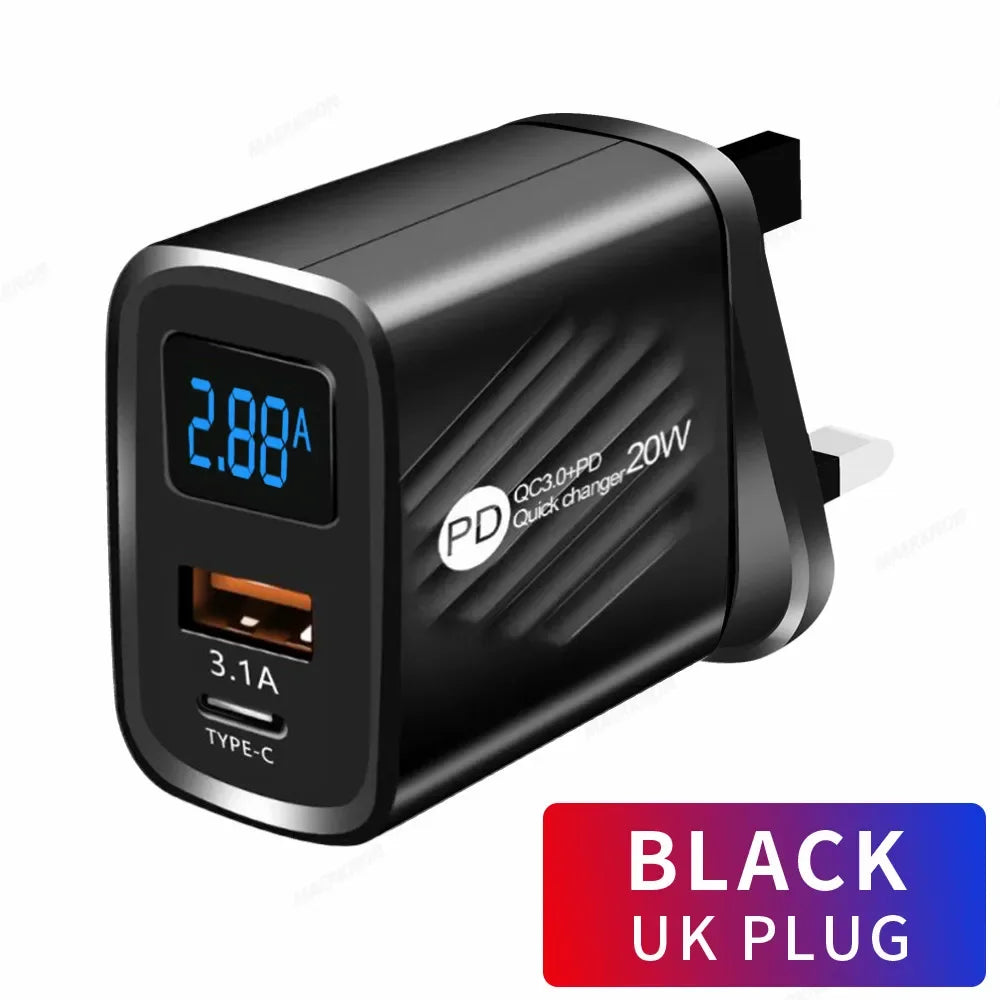 PD 20W USB-C Fast Charger QC 3.0 | iPhone Samsung Xiaomi