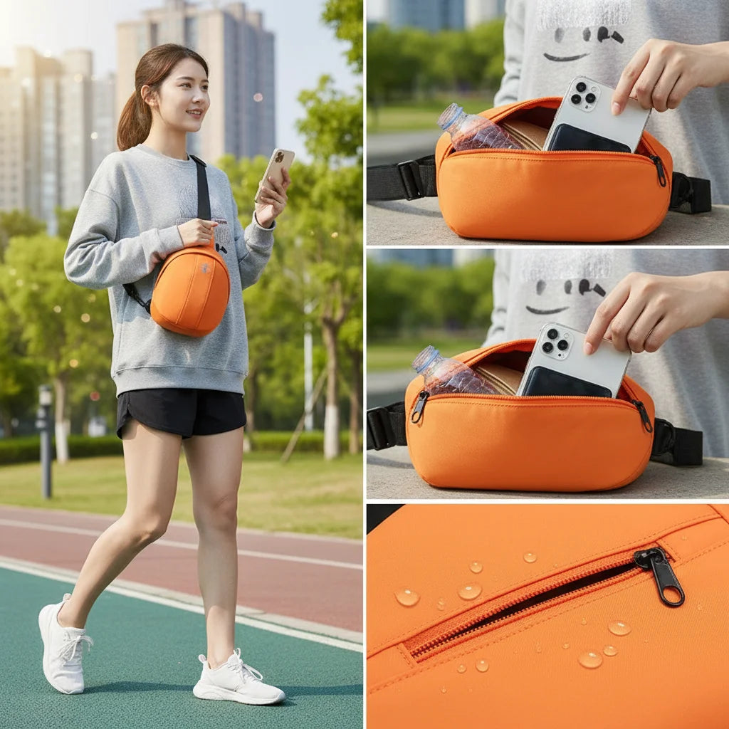 Women's Large Capacity Sports Chest Bag Waterproof Polyester Casual Crossbody Bag for Outdoor Travel Peaceful Pleasures Health and Wellness
