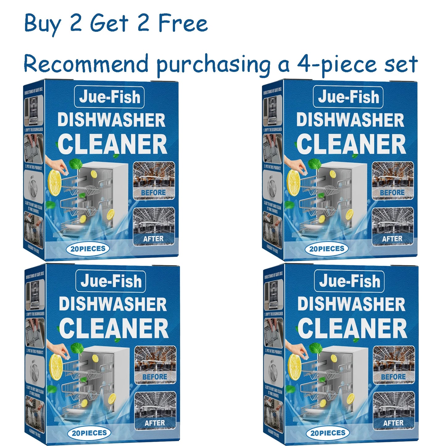 Jue-Fish Dishwasher Cleaning Tablets | 20pc Deep Clean & Degrease