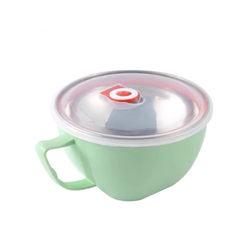 Stainless Steel Bowl with Handle – Anti-Scald Noodle & Mixing Bowl (450ml)