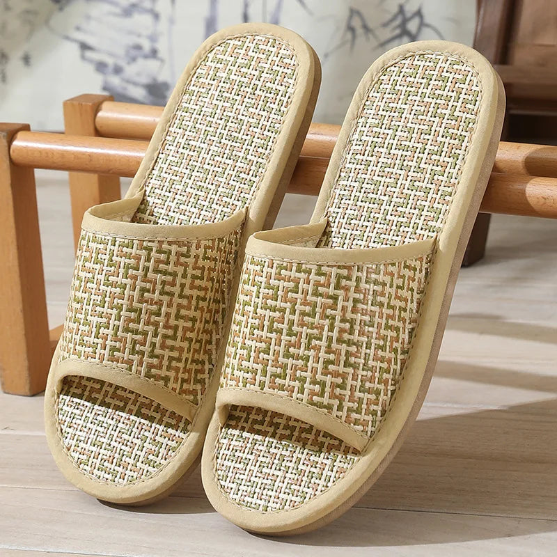 Women's Woven Rattan Flat Sandals | Bohemian Home Slippers