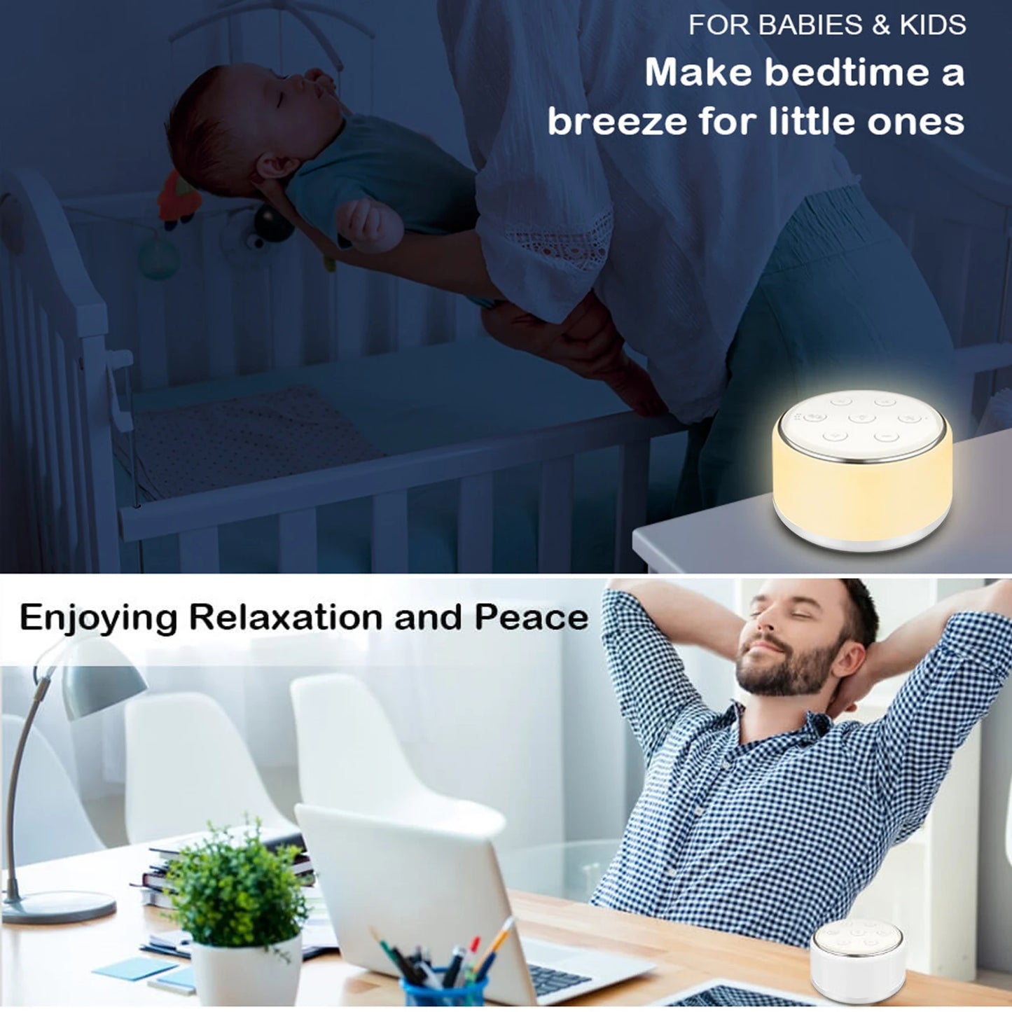 White Noise Machine for Baby | 34 Sounds, 7 Color Night Light