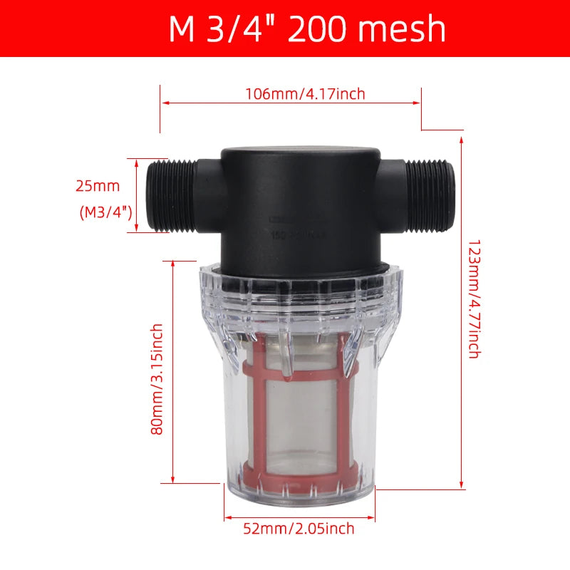 304 Stainless Steel Filter Screen 200 Mesh Pre-Filter Water Pump Filter 1/2 Inch, 3/4 Inch, 1 Inch Male Pipe Thread Filter Peaceful Pleasures Health and Wellness M 0.75 inch 200 mesh
