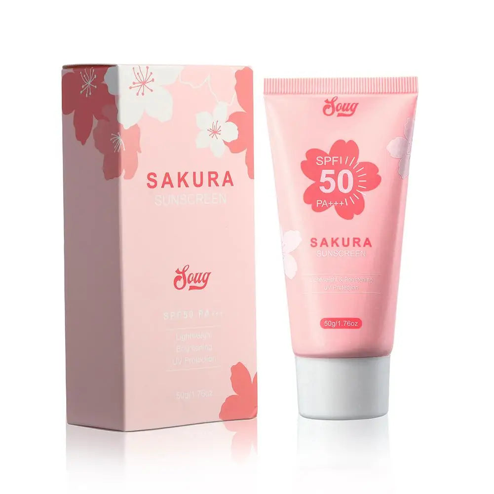 Facial Body Sakura Sunscreen Face Makeup Primer Sunblock Skin Protective Cream Oil-control Moisturizing SPF50 PA+++ Makeup Base Peaceful Pleasures Health and Wellness A 50g