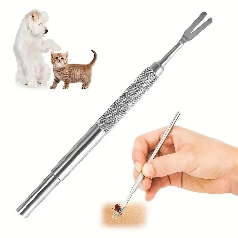 Stainless Steel Tick Removal Fork Tool for Dogs & Cats