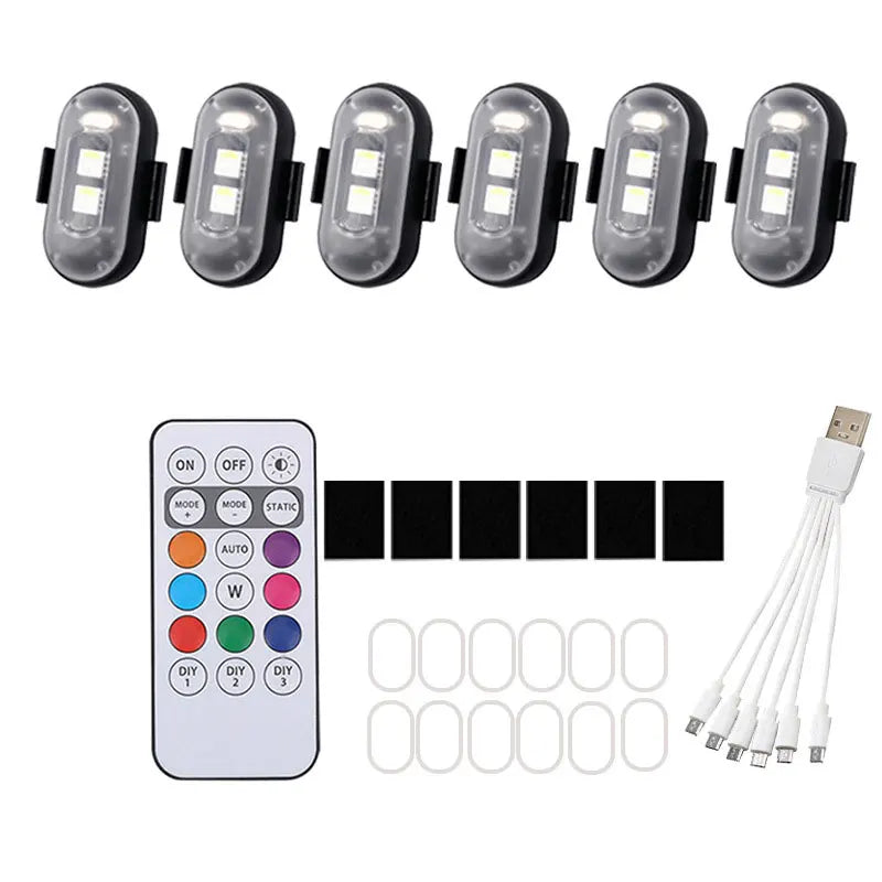 RGB LED Drone & Motorcycle Strobe Light | 8 Colors Remote USB