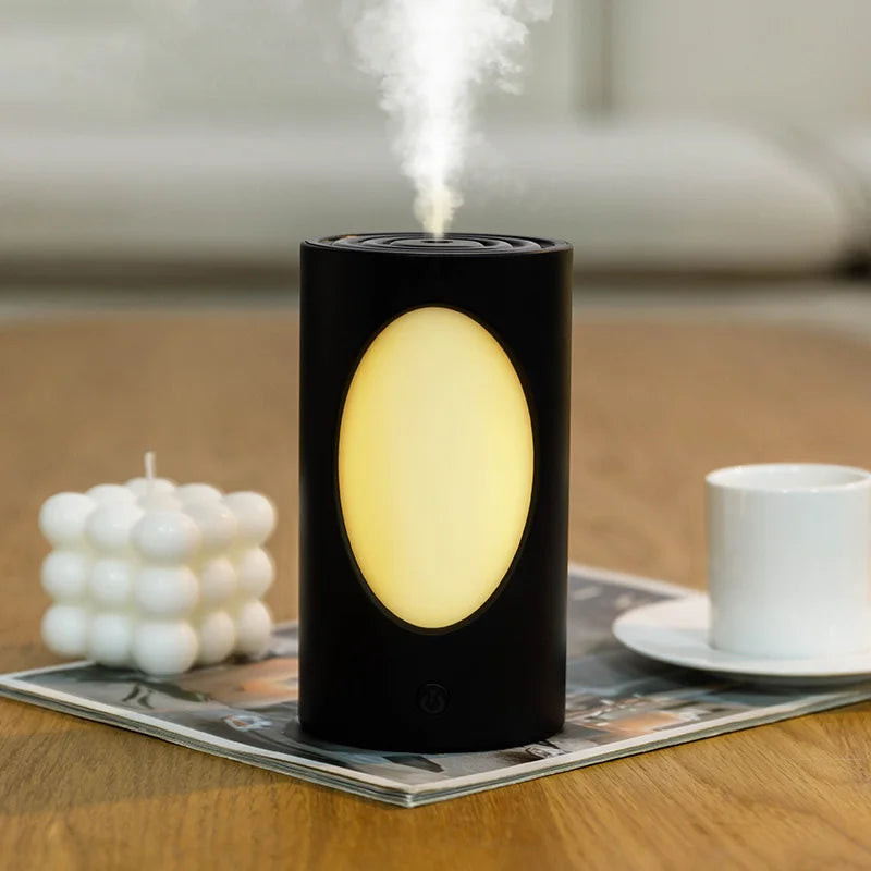 600ml Portable Aroma Diffuser With Colorful LED Lights Battery Rechargeable Wireless Air Humidifier For Bedroom Office Peaceful Pleasures Health and Wellness Black