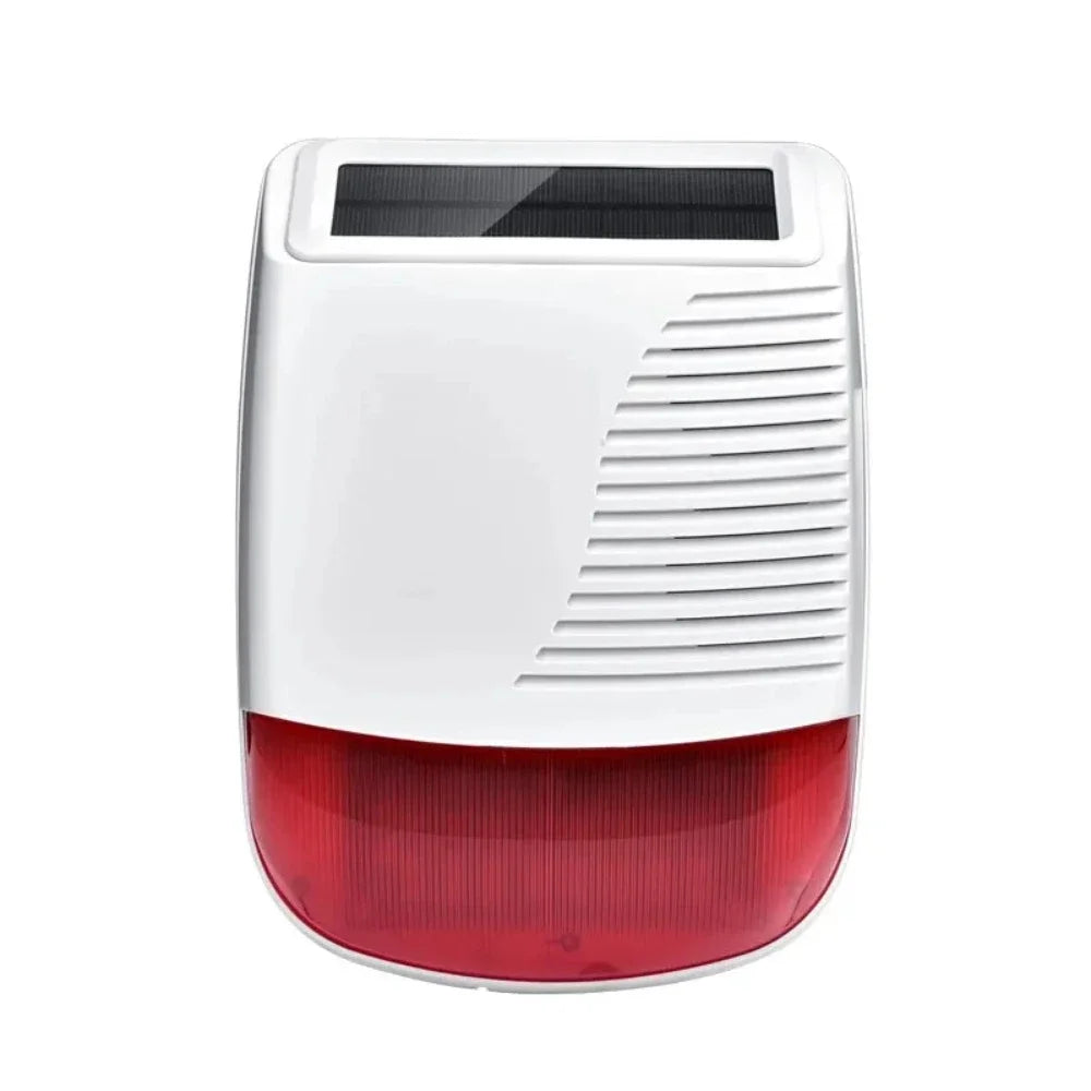 433MHz Solar-Powered Wireless Siren Alarm - 120dB Outdoor Security Horn with Strobe Light, Waterproof for Smart Home Peaceful Pleasures Health and Wellness red