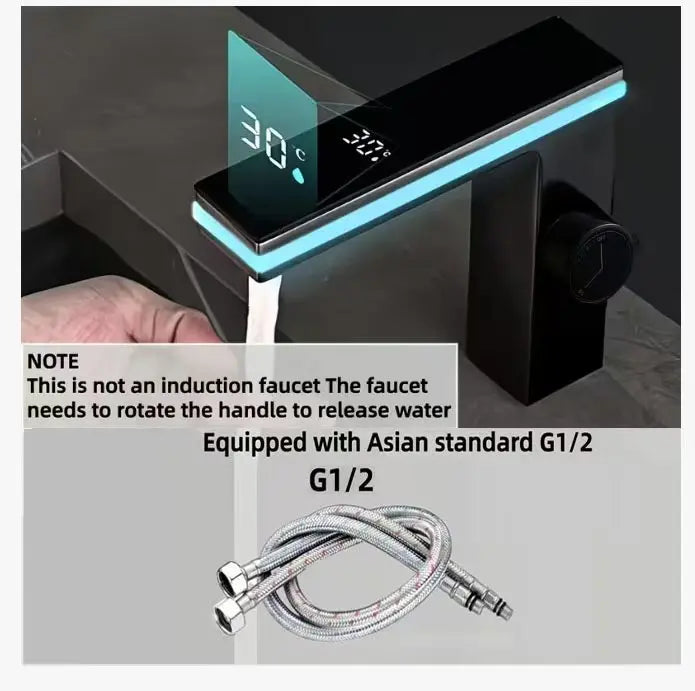Bathroom Faucet with Temperature Display | No Battery