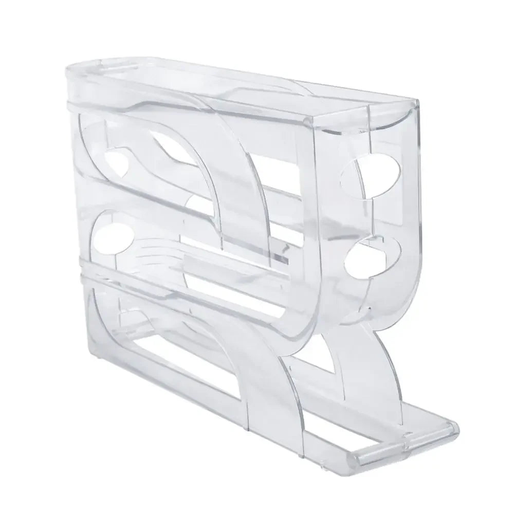 Large Capacity Automatic Egg Roller Household Four Tier Refrigerator Egg Storage Box Space Saving Kitchen Dedicated Peaceful Pleasures Health and Wellness Transparent-4-layer