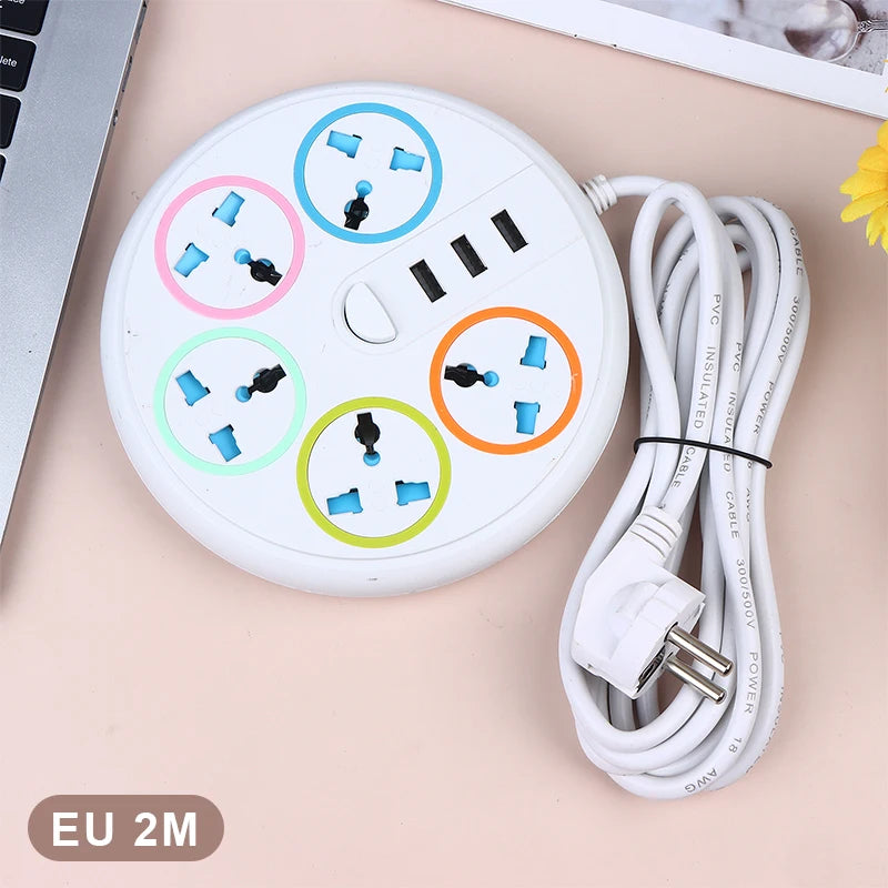 New EU US Plug 2/3Pin Universal Power Strip TypeC 3 USB Port 5 Way Outlet 2/3/5M Extension Power Socket Charge Electrical Socket Peaceful Pleasures Health and Wellness EU 2Pin 2M