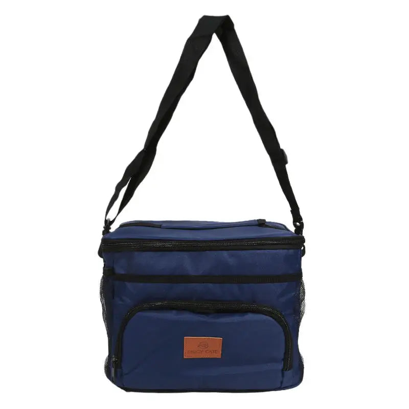 Insulated Picnic Bags Large Capacity Portable Outdoor Hand-held Ice Pack Locked Cold and Dirt Resistant Lunch Box Bag Peaceful Pleasures Health and Wellness dark blue