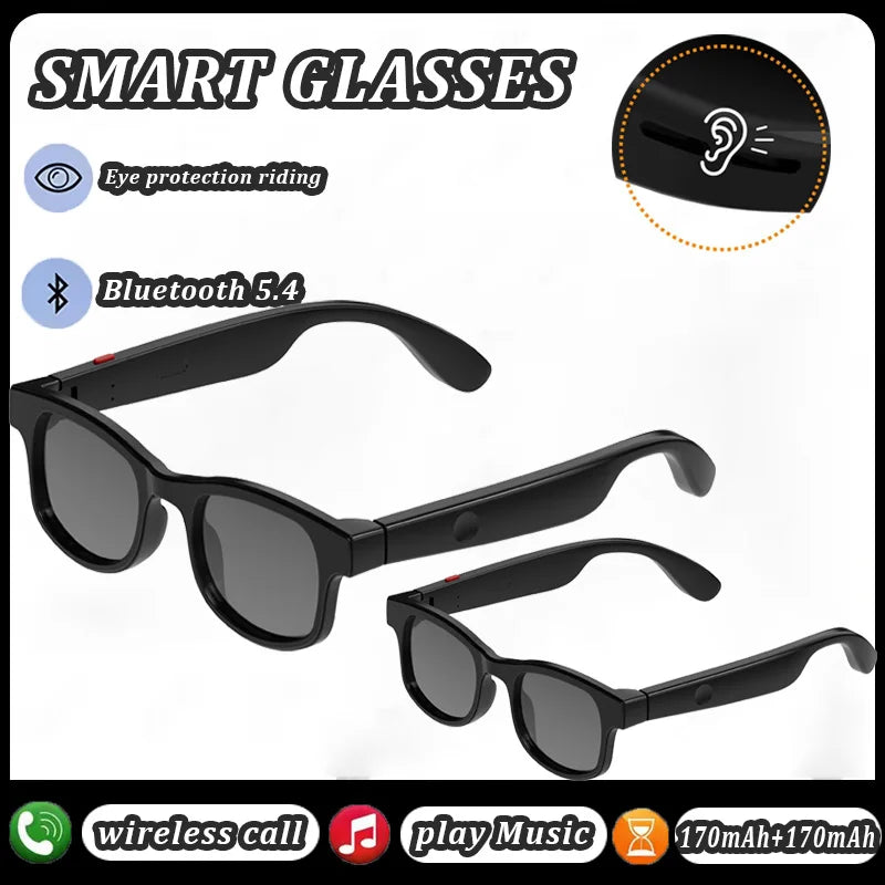 AI Smart Bluetooth Glasses Remote Control Touch Photo Camera Recording Translator Voice Assistant Adults Wireless Glasses 2026 Peaceful Pleasures Health and Wellness 2Bk-Bk
