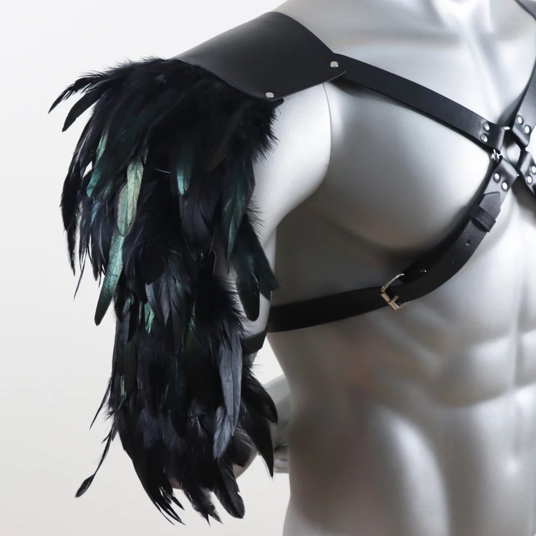UYEE Belt Feather Shrugs Shawls Gothic Punk Cape Jacket Scarf
