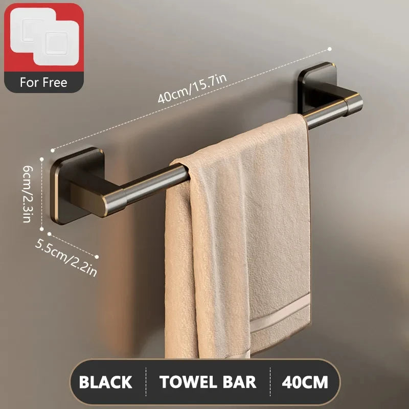 No-Drill Suction Cup Towel Bar | Wall Mount Aluminum Rack