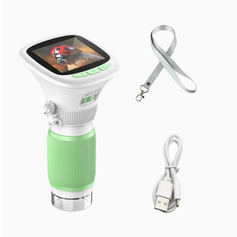 1000X Handheld Microscope for Kids 2.0" Screen Rechargeable Mini Pocket Digital Microscopes Portable Edu Gift Children Students Peaceful Pleasures Health and Wellness green