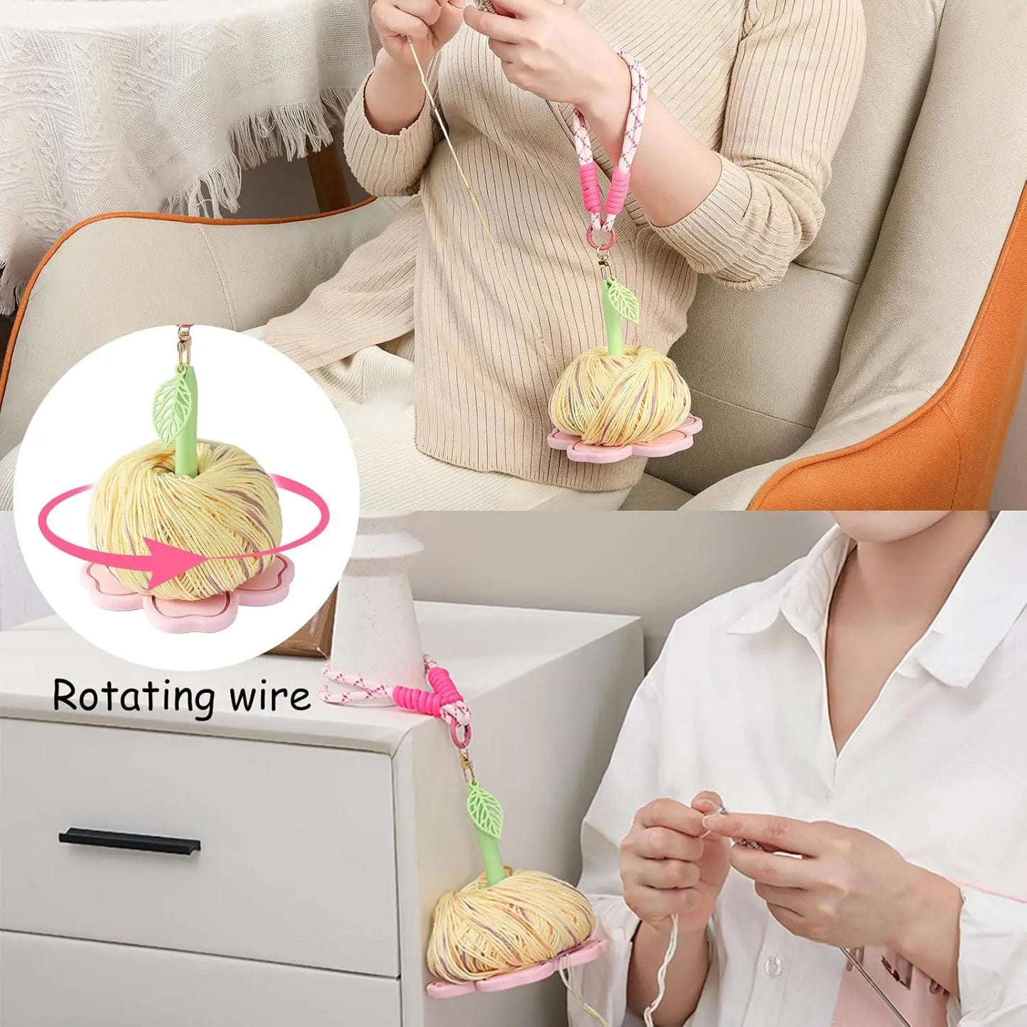 Wrist Yarn Holder – Bamboo 3D Flower Crochet Organizer