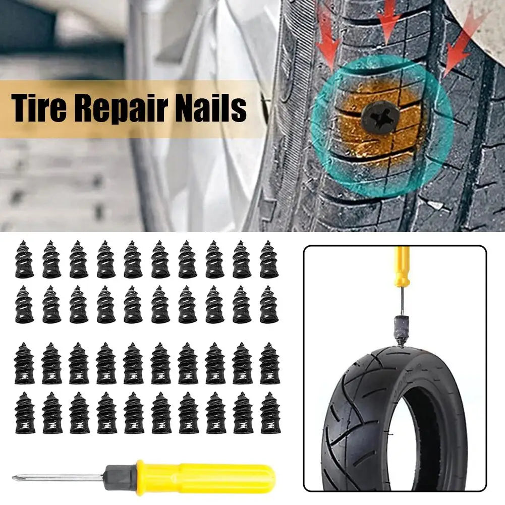 Tire Repair Nails 20 S+20 L with Screwdriver, Rubber Puncture Repair Plugs for Car Motorcycle Truck Bus Agricultural Tires Peaceful Pleasures Health and Wellness
