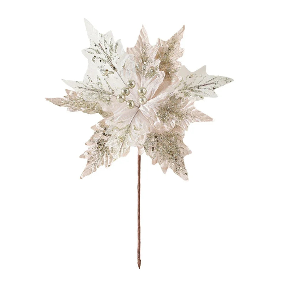 Simulated Christmas Flower Decoration – Flannel & Glitter 30×35cm