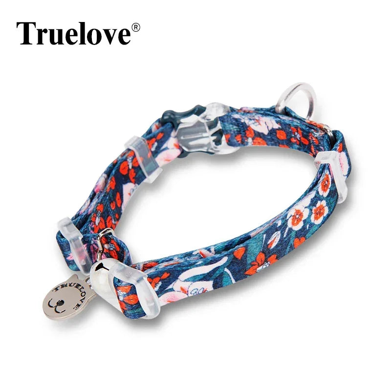 Truelove Floral Pet Collar with Bell & Nameplate – TLC5312 Peaceful Pleasures Health and Wellness Navy Blazer S China Mainland