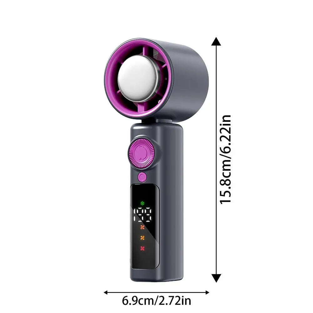Portable Cooling Fan Turbine Handheld Fan Rechargeable Foldable 1-199 Speed Night Light LED Display 4000mAH for Beach Workplace Peaceful Pleasures Health and Wellness China Mainland A
