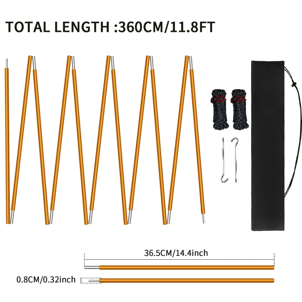 Pre-Assembled Tent Pole Stakes Aluminium Tarp Rod Replacement Camping Accessori Multifunction Lightweight Tent Poles Repair Kits Peaceful Pleasures Health and Wellness 1Pc 3.6M Gold Kits